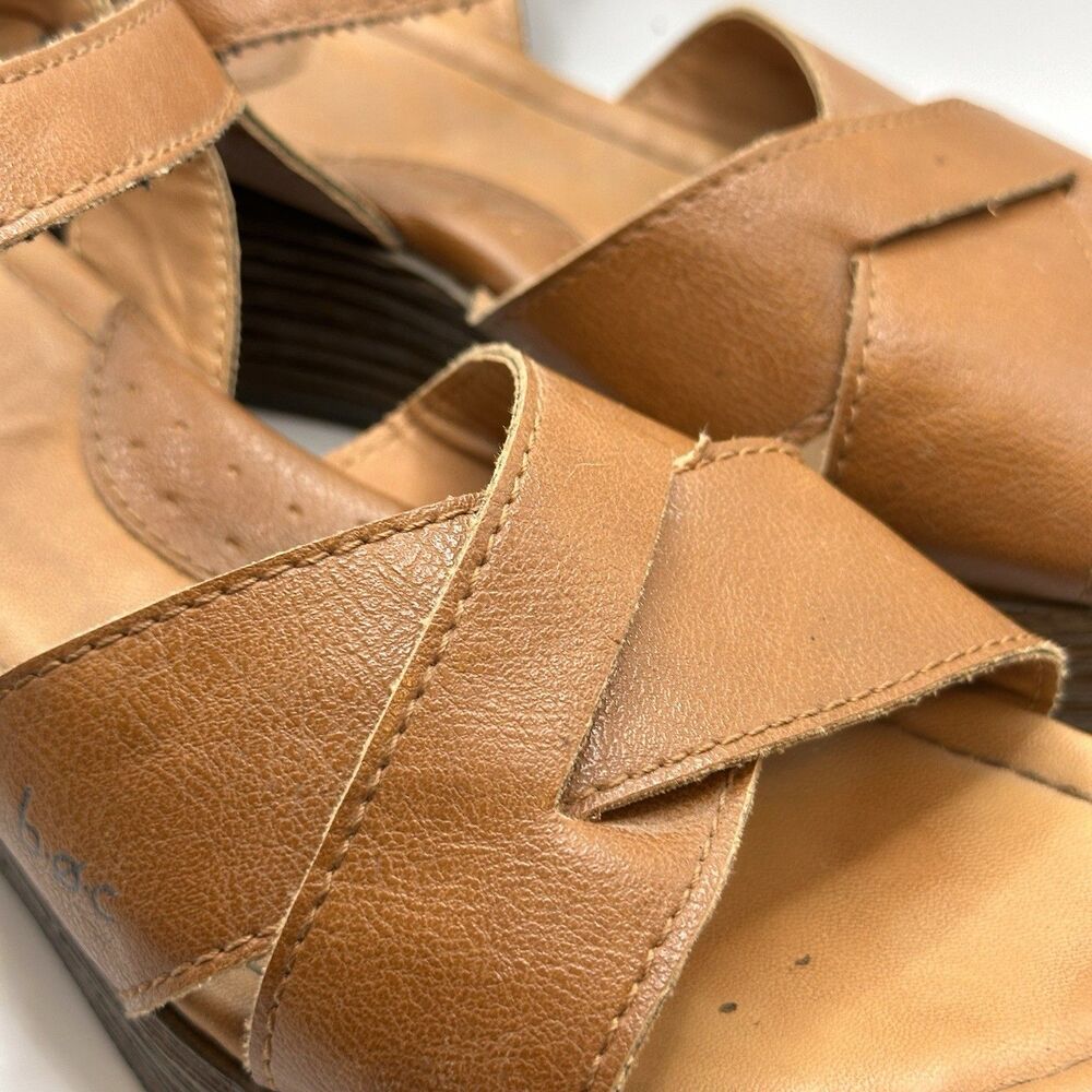 B.O.C Sandals Women Size 7M Tan Faux Leather Platform Wedge Heel Comfort Shoes - Picture 3 of 11